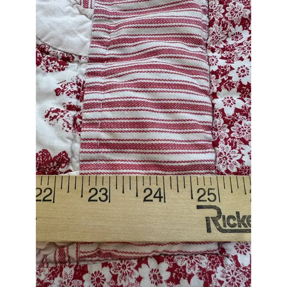 French country Toile quilted pillow shams red white reversible standard set 2